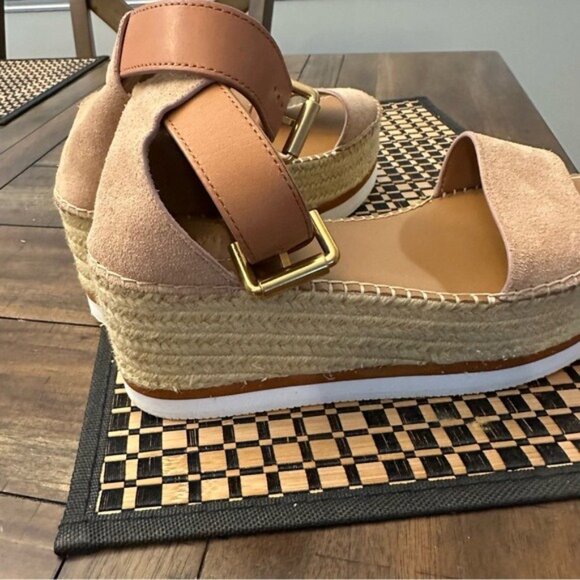See by Chloé Glyn Platform Espadrille Wedge Sandals Women’s Size 7 - Picture 9 of 13